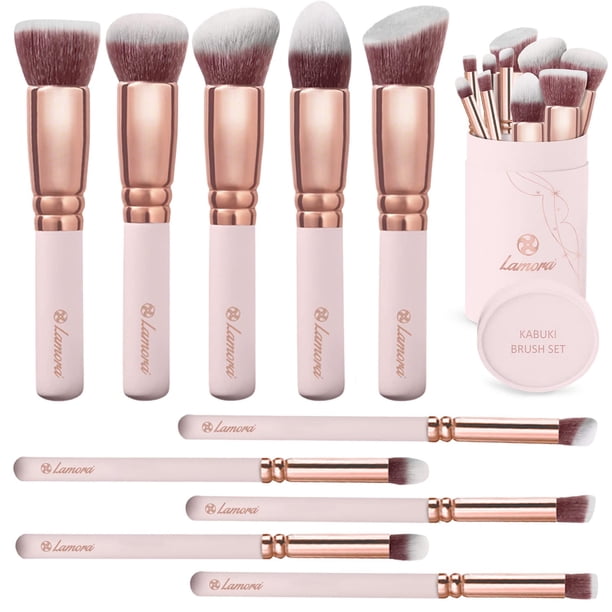 Set de brochas de maquillaje Kabuki Lamora, 10 unidades, cerdas sintéticas