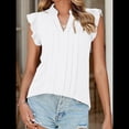 thumbnail image 4 of Blusas de para Mujer, Elegantes, Informales, con Mangas con Volantes, Cuello en V, Plisadas, para Negocios, de Verano XXL, 4 of 8