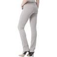 thumbnail image 3 of Fishers Finery Women's Ponte Stretch Skinny Straight Leg Business Casual Pants - Pull On Mid Rise with Belt Loops (Gray, M Petite), 3 of 5