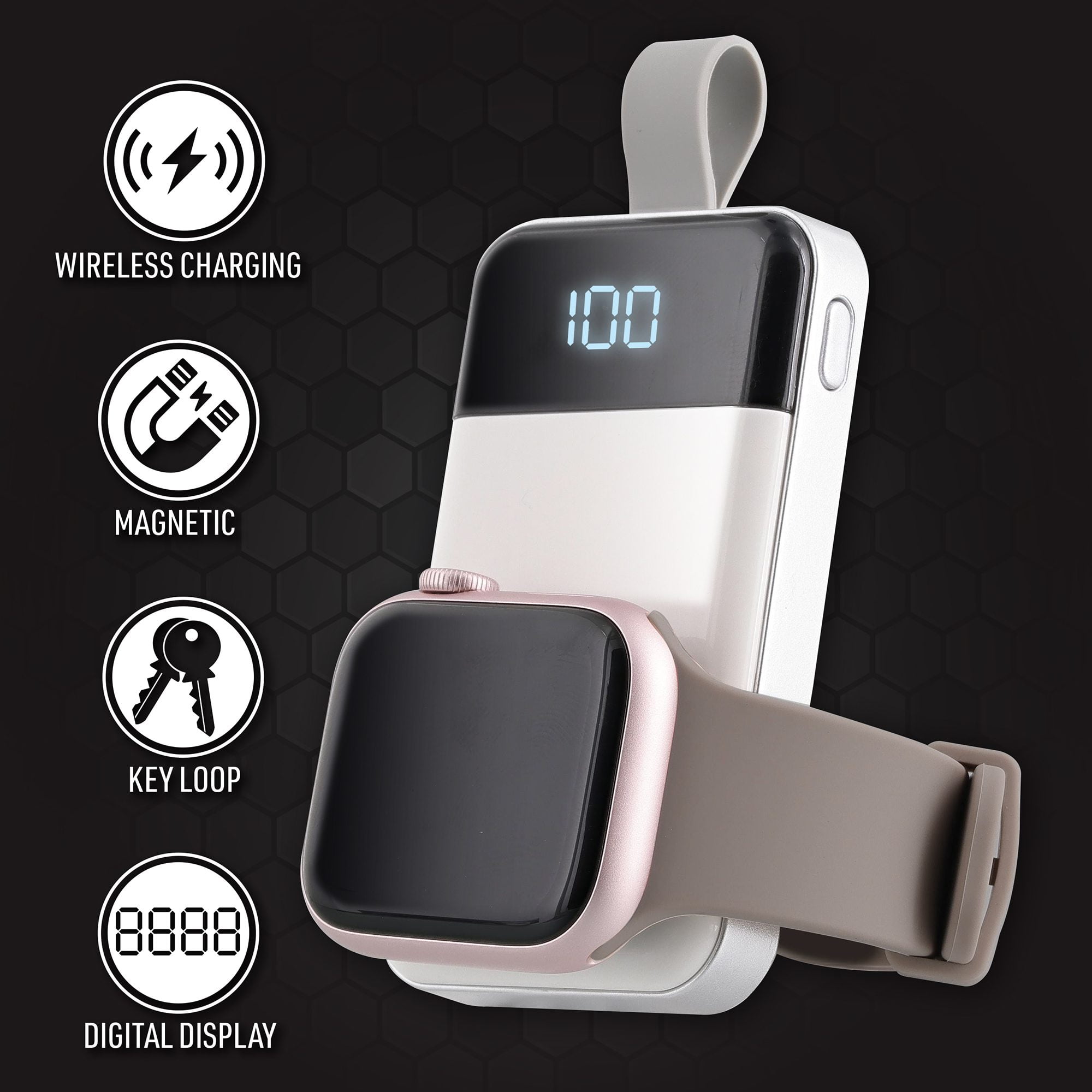 Xtreme Portable Apple Watch Charger, 1200mAh Wireless Magnetic Power Bank for Smart Watches, White