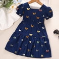 thumbnail image 4 of Esaierr Toddler Girls Dress Lace Short Sleeve Stitching Mesh Gauze Print Princess Skirt Blue 4-7Y, 4 of 6