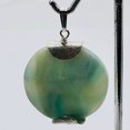 thumbnail image 6 of Wavy Hemimorphite Sterling Silver Disc Dangle Pendant 1 3/4" Long | Aqua/Green |, 6 of 10