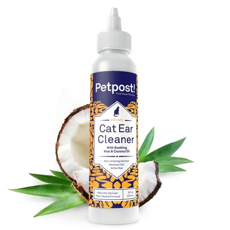 Petpost | Cat Ear Cleaner - Best Ear Mites Remedy for Cats - Natural Coconut Oil Treatment Drops - Alcohol & Medicine Free - 8 (Best Antibiotic Ear Drops)
