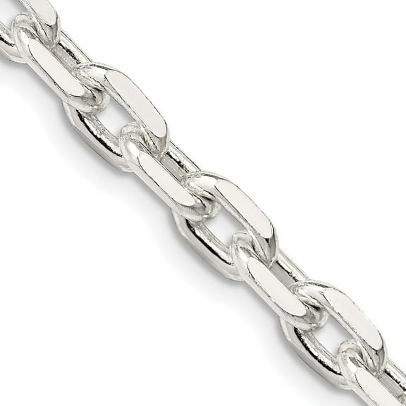 Auriga Fine Jewelry 925 Sterling Silver 5.4 mm Beveled Oval Cable Chain Necklace for Women 18"