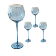 thumbnail image 1 of Juego de 4 copas Bruna azul filo oro, 1 of 6