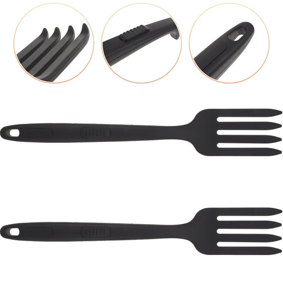 TEHAUX Silicone Cooking Forks Black 2-Pack for Meat Handling and Kitchen Use
