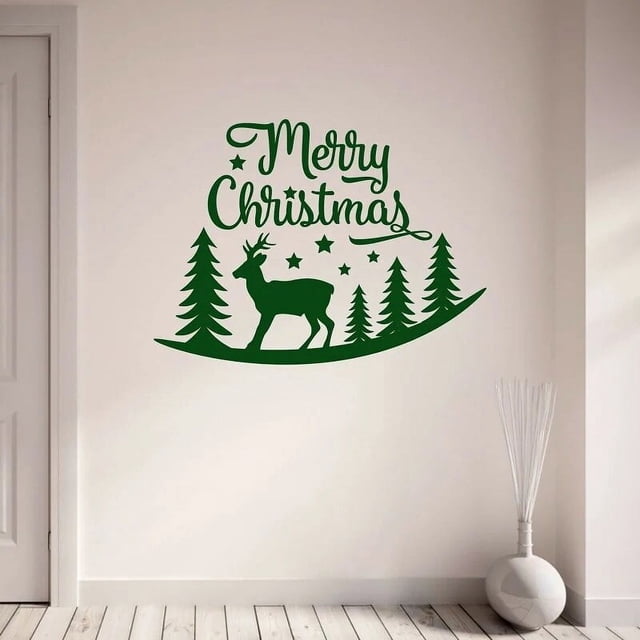 Adhesivo navideño para pared, calcomanía artística de vinilo con diseño de renos para decoración de sala de estar y dormitorio, SDJ07