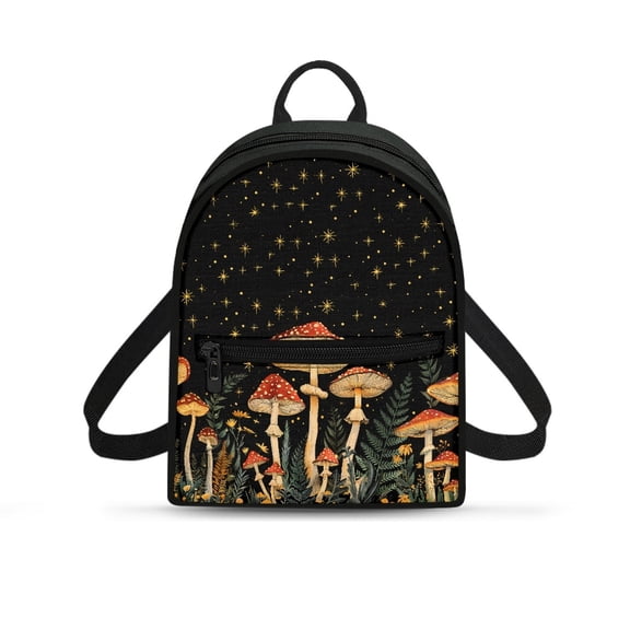 Eheartsgir Red Mushroom Stars Print Mini Backpack with Waterproof Lightweight Small Backpack for Travel, Polyester Women Travel Daypack for Outdoor