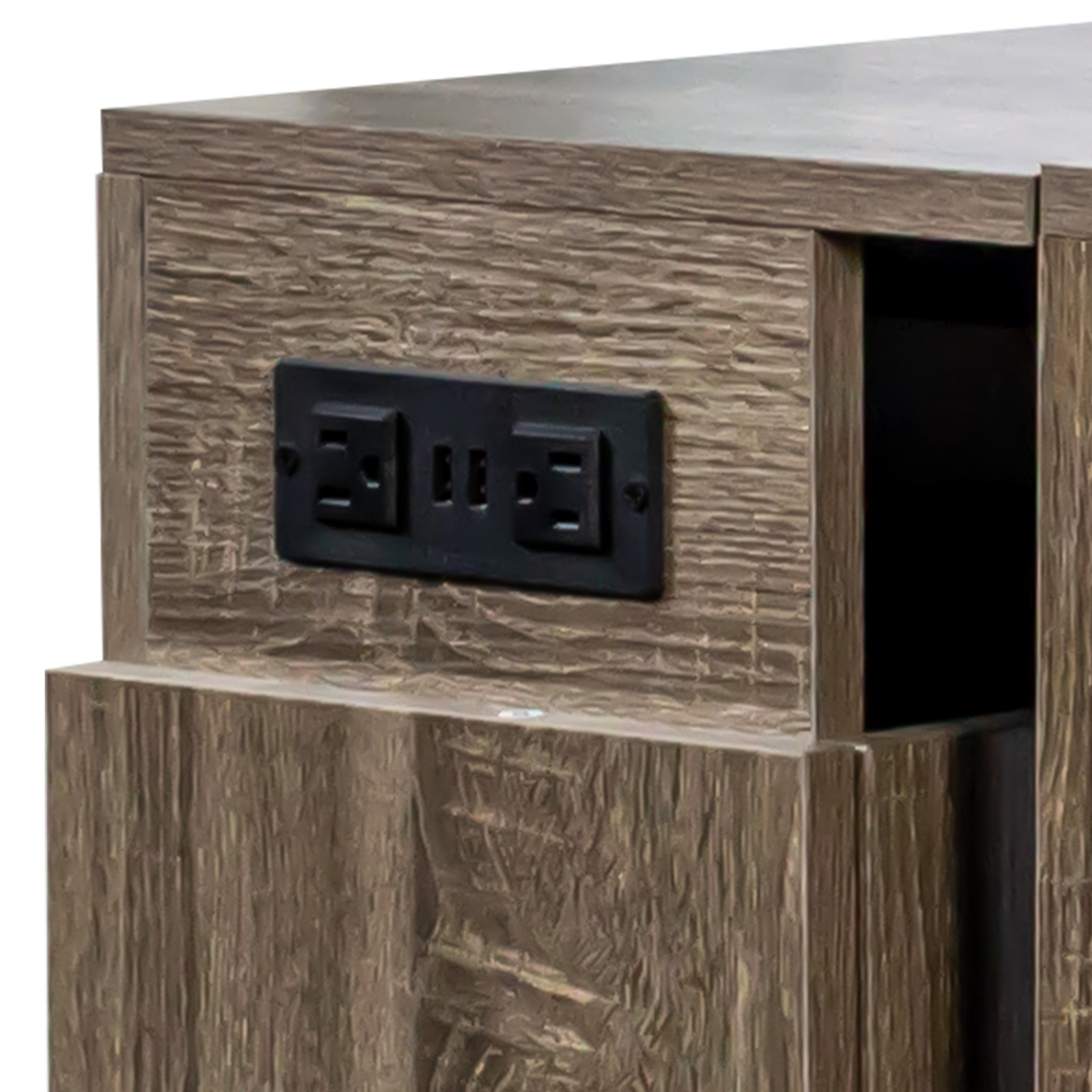Noble House 118" Extendable Dining Table, Console-to-Table with Outlet, 5 Leaves & Panel Storage, Brown