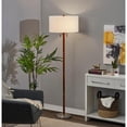 thumbnail image 5 of Adesso Madeline Floor Lamp, Walnut RubberWood Base & Brushed Steel, Wood Base, White Textured Fabric Shade, 5 of 5
