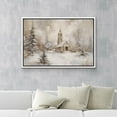 thumbnail image 4 of IDEA4WALL Framed Canvas Art Wall Decor Winter Church Scene Rustic Snowy Landscape Pastel Painting Realism Expressive Dark Black and White Print for Dorm Home Office - 24"x36" White, 4 of 5