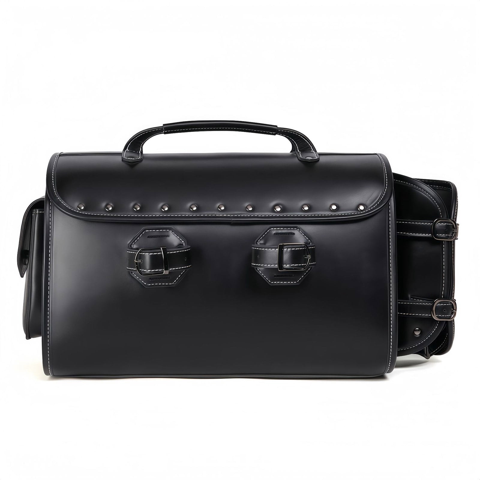 BIBABLYKE Motorcycle Tail Bag,Motorcycle Rear Seat Bag Waterproof PU Leather Motorbike Helmets Bag Luggage Storage Backpack