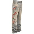 thumbnail image 5 of Luwomo Mens Jeans Slim Fit Floral Embroidered Long Straight Leg High Waist Stretch Design Versatile All Season Trousers Denim Pants Blue,L, 5 of 5