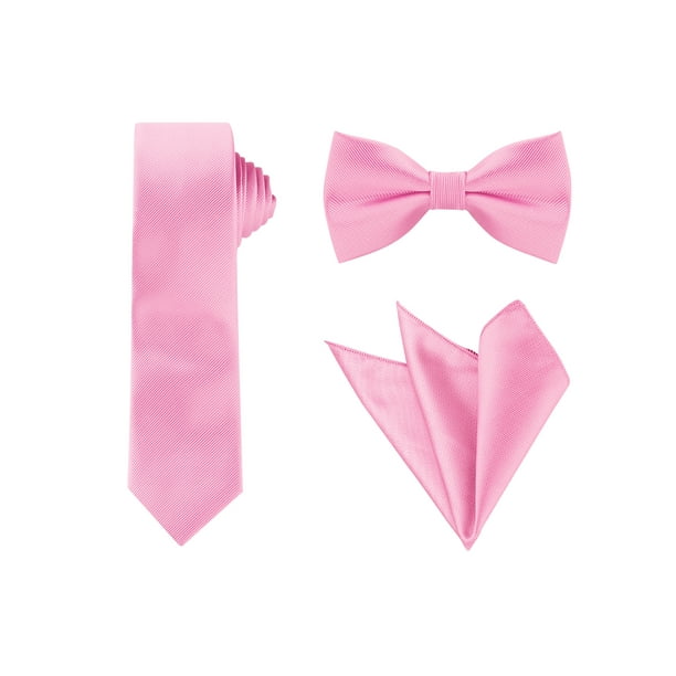 Conjunto de corbata de hombre de color sólido INSPIRE CHIC para el Día del Padre, corbata de moño preatado y pañuelo de bolsillo, corbatas para bodas y negocios, rosa, talla única
