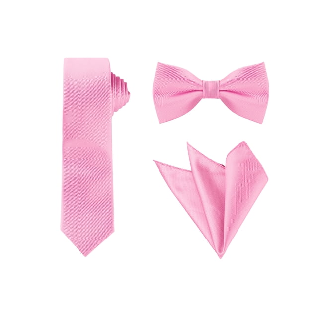 Conjunto de corbata de hombre de color sólido INSPIRE CHIC para el Día del Padre, corbata de moño preatado y pañuelo de bolsillo, corbatas para bodas y negocios, rosa, talla única