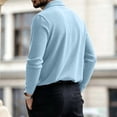 thumbnail image 5 of GrmtClth Polo Shirts for Men Long Sleeve Waffle Textured Knit Fabric Three Button Collared Stretchy Breathable Golf Business Casual Daily Tops Light Blue L, 5 of 7