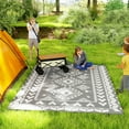 thumbnail image 2 of Outsunny 9' x 12' Reversible Outdoor Rug, Rhombus Patchwork, Grey, White, 2 of 10