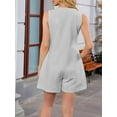 thumbnail image 4 of Women'S Summer Casual Rompers Lace-Up Short Loose Linen Jumpsuit Beach Outfits Travel Vacation Clothes Grey L, 4 of 8