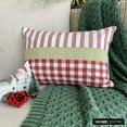 thumbnail image 4 of Holiday Decorative Lumbar Pillow Cover, 12" x 24" Red Cotton Pillowcase, Farmhouse Check & Stripe Buffalo Checks Oblong Pillow Cover For Sofa Couch, Hotels, Living Room, Bed Room - Red Merry Grid, 4 of 9