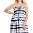 thumbnail image 2 of LA LEELA Women's Summer Boho A line Slit Maxi Beach Dress Smocked Top Evening Long Strapless Tube Dresses for Women L-XL Grey Stripe, 2 of 7