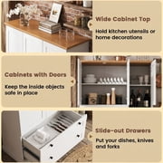 Furnibear 47.5 Farmhouse Buffet Sideboard Credenza Cabinet with 2 Drawers and Adjustable Shelves for Living Room Dining Room - White