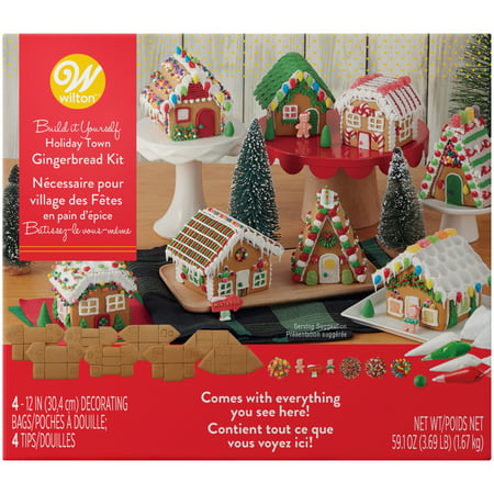 Wilton Build-it-Yourself Gingerbread Village Decorating Kit, 8-piece Party (Best Pre Made Gingerbread Houses)