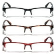 thumbnail image 2 of 3 Pairs Rectangular Half Rim Reading Glasses - Simple Classic Clear Lens Reader - Spring Hinges +1.00, 2 of 2