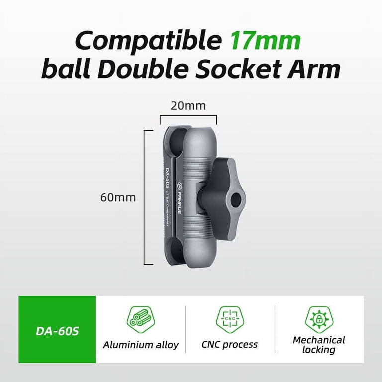DEKEENSTAR 17mm Double Socket Arm For Phone & GPS Mounts - Aluminum Alloy, Fits RAM, Garmin, Motorcycle 3 thumbnail image