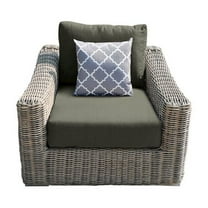 Tulum Two-Tone Dark Beige Aluminum Frame Arm Chair in Gray Cushion