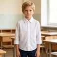 thumbnail image 5 of SGMVNU Unisex Kids Button Down Dress Shirt Boys Girls Long Sleeve Pleated Uniform Shirts Spring Fall School Clothes, Size 2-3 Years, Multicolour, 5 of 9