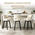 thumbnail image 6 of CRERIYO 360°Swivel Bar Stools Set of 2, Upholstered Linen Kitchen Island Chairs with Low Back, Thick Padded Seat and Circular Footrest, Beige, 6 of 8