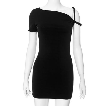 XiaoBanDeng Summer New Shoulder Sexy Bag Hip Asymmetric Dress