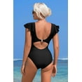 thumbnail image 5 of ATTRACO One Piece V Neck Bathing Suit Tie Front Ruched Swimwear S-XL, 5 of 7