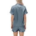 thumbnail image 3 of Silk Pajamas for Women Short Sleeve Button Down Sleepwear Loungewear 2 piece Satin Pj Sets 06-Light Blue L, 3 of 4