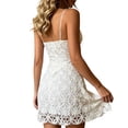 thumbnail image 6 of JOANKDMI Womens Mini Dress Spaghetti Strap Floral Lace Overlay V Neck Bodycon Form-Fitting Cocktail Party Dress Elegant Wedding Guest Club Prom Short Gown, 6 of 9