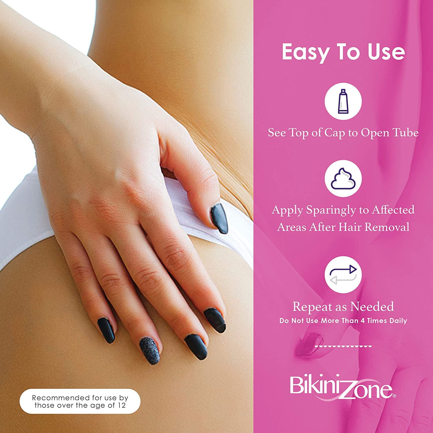Bikini Zone Medicated After Shave Crème - Instantly Stop Shaving Bumps, Irritation & Itchiness - Gentle Formula Cream for Sensitive Areas - Dermatologist Approved & Stain-Free (1 oz)