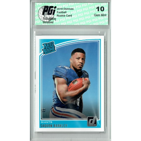 Saquon Barkley 2018 Donruss Football #306 Rated Rookie Card PGI 10