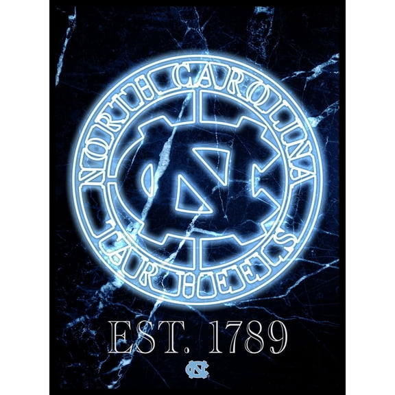 Black North Carolina Tar Heels 12'' x 16'' Framed Circle Logo Print