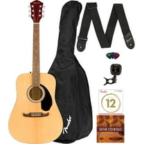 Fender FA-125 Dreadnought Acoustic Guitar - Natural Bundle with Gig Bag, Tuner, Strap, Strings, Picks, and Austin Bazaar Instructional DVD