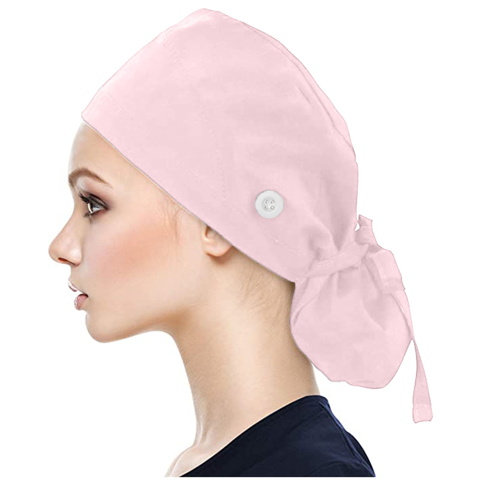 ICHUANYI Scrub Cap With Buttons Bouffant Hat With Sweatband for Womens and  Mens