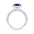 thumbnail image 3 of ANGARA Lab Grown 3.3 Ct Blue Sapphire Engagement Ring for Women in 14K White Gold (Size-10x8mm) | September Birthstone, Anniversary, Jewelry Gift for Women | Lab-Grown Blue Sapphire Ring, 3 of 8