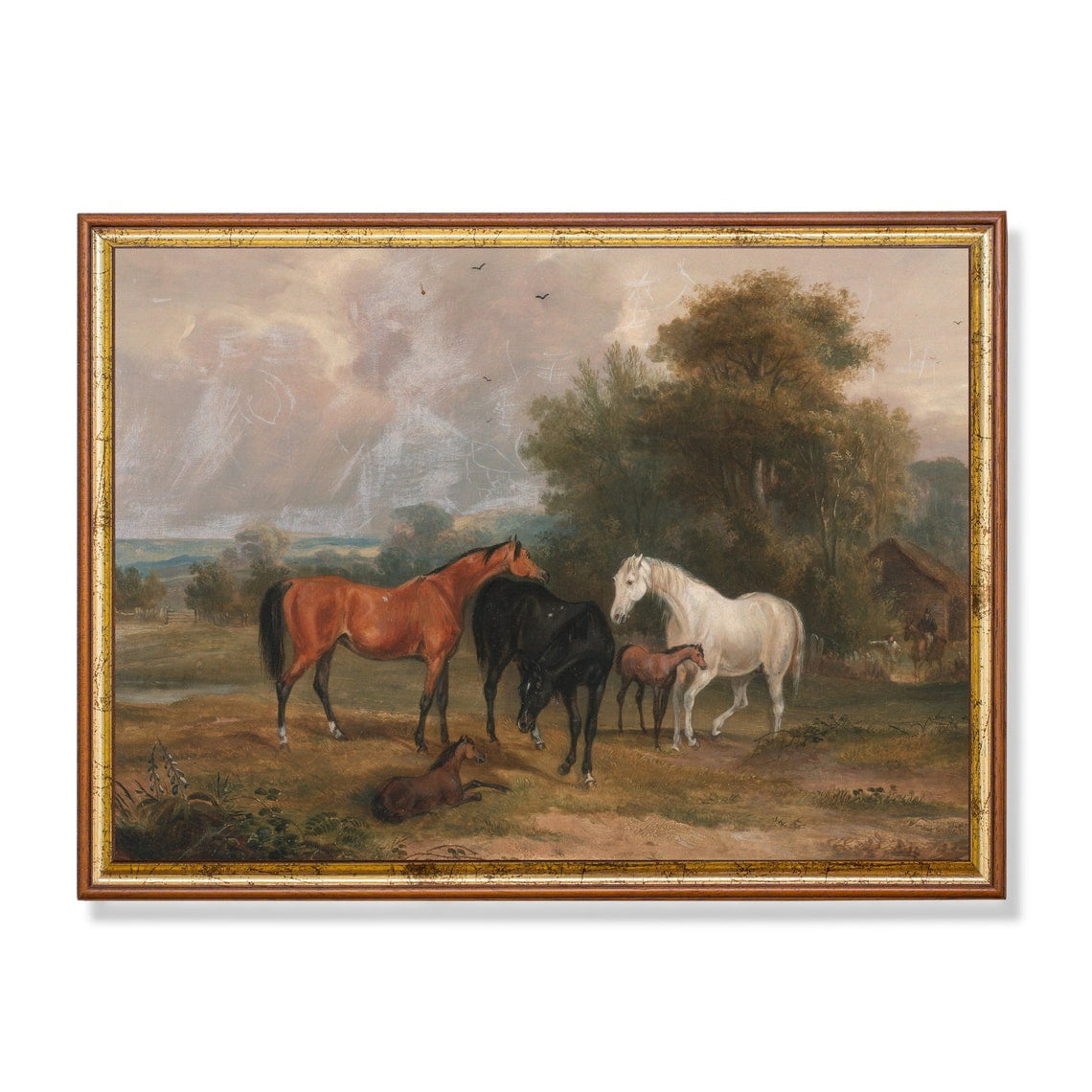 Vintage Horse Rustic Farmhouse Equestrian Wall Art Print Nature Inspired Living Room Decor