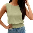 thumbnail image 6 of Riecok Summer Tank Tops for Women Crewneck Sleeveless Shirts Breathable Elastic Waist Tees Solid Versatile Blouses, 6 of 8