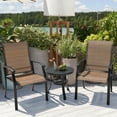 thumbnail image 3 of Nuu Garden Outdoor 3-Piece Iron Bistro Set, 2 Textilene Bistro Chairs and 20 Inch Round Slatted Bistro Table, 3 of 10