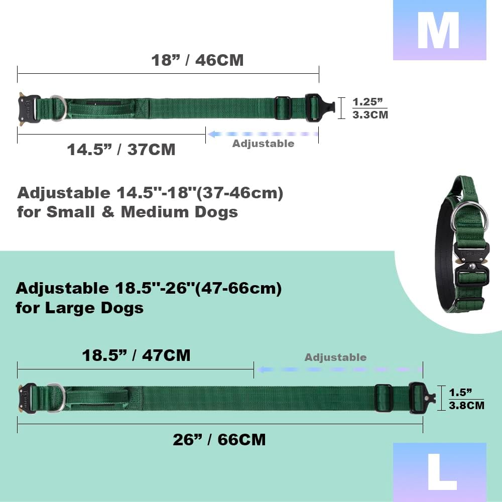 TSPRO Premium Dog Collar with Handle, Military Green photo 2
