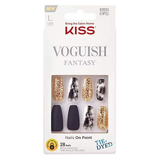 Kiss Voguish Fantasy Nails TieDyed Long, 28 Ea, 3 Pack