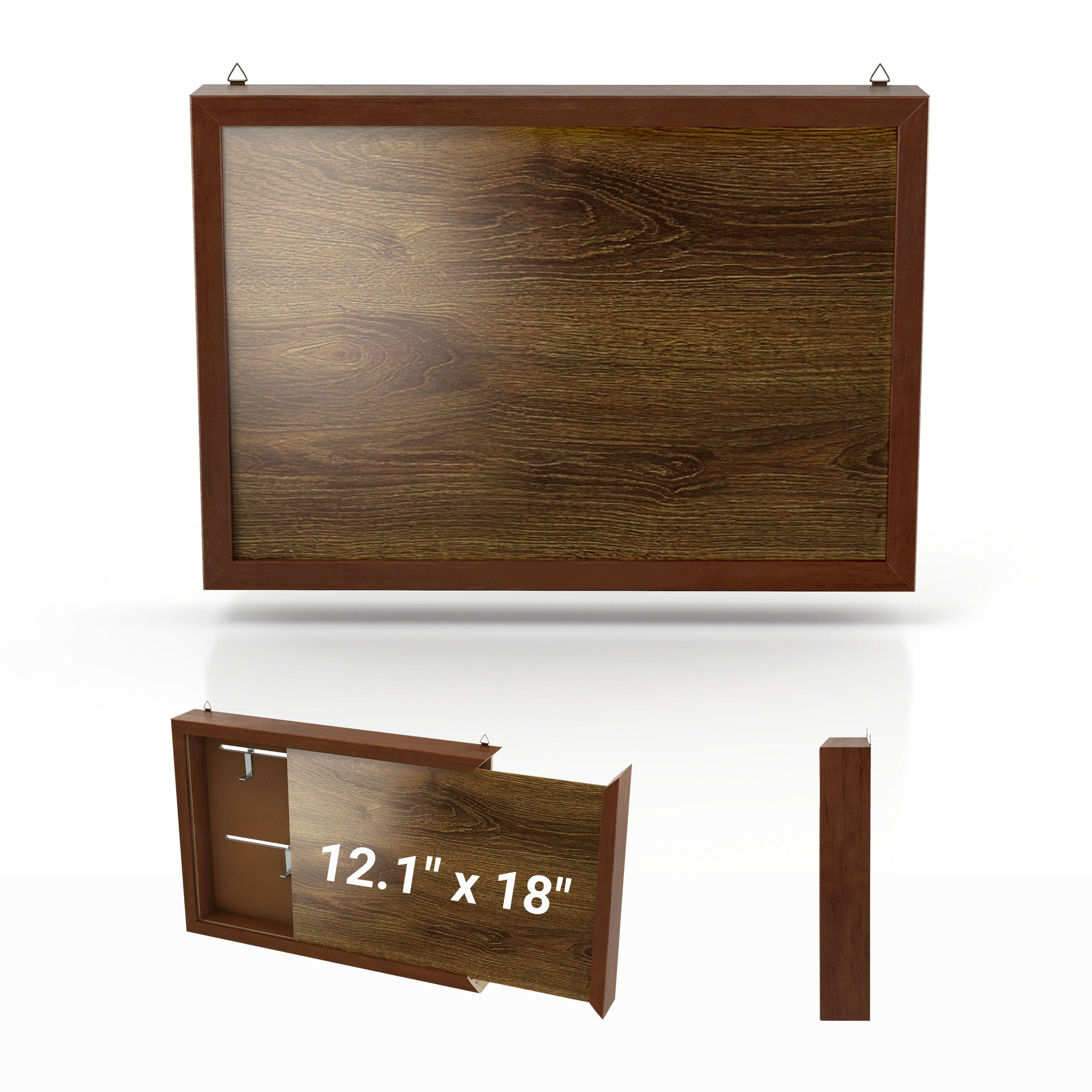 Furniture of America Roan 20-inch Hidden Storage Cabinet with Photo Frame, Antique Cherry
