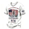 thumbnail image 2 of Men 911 25th Memorial Shirts American Flag Print V Neck Short Sleeve Tops Never Forget 911 Graphic Shirts,American Flag Patriotic T-Shirts, 2 of 4