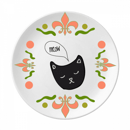 

Black Cat Head Mewing Animal Flower Ceramics Plate Tableware Dinner Dish