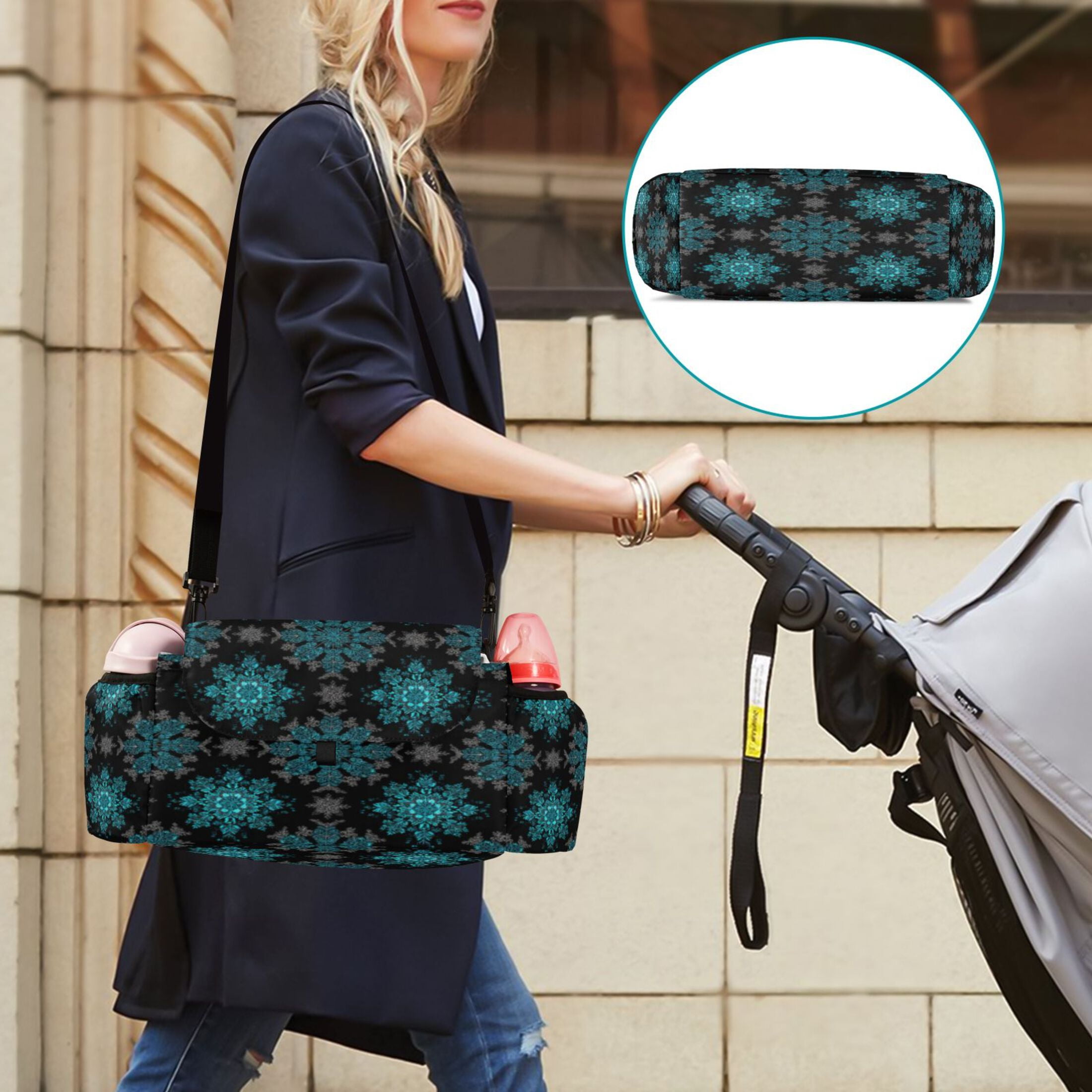 DIXRUYEE Stroller Organizer Azulstar Printed